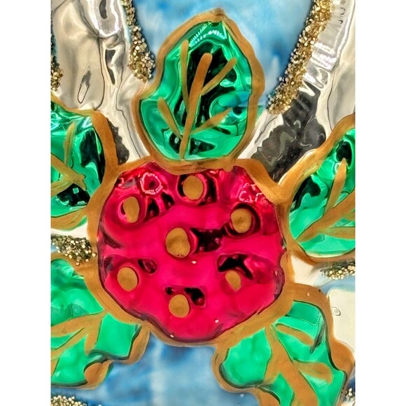 Henri Bendel Mercury Glass Ornament Poland Christmas Holly Berries Leaves HTF BL - Picture 7 of 16
